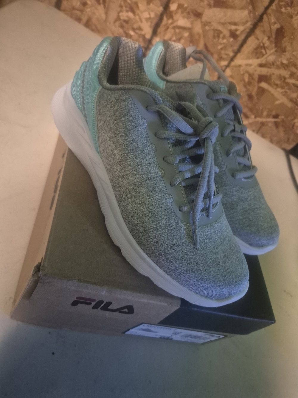 Fila Women's Gray and Teal Knit Athletic Sneakers